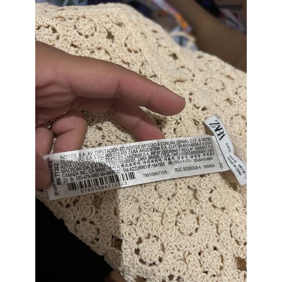 Zara Crochet Knit Fringed Skirt New Small S Ecru Bohemian Frills Swim Cover-up - Picture 4 of 5